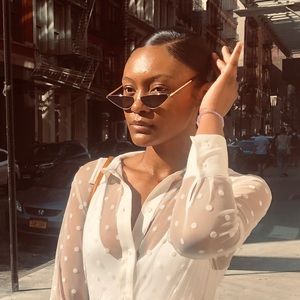 “Small Cat Eye Gold Frame Sunnies”